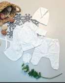 CemBebe Çiçek Desenli Beşli Zıbın Set - 1