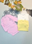 Cemre Bebe Uzun Kol Üçlü Pembe - 1