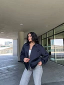 Gömlek Yaka Bomber Ceket - Siyah - 8