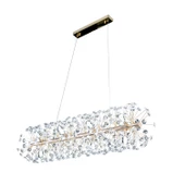 Apliqa Gloria Sıralı Gold Yemek Masası Üstü Kristal Taşlı Modern Tasarım Salon Avize thumbnail 2