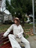 Yakalı  Triko İkili Takım - Beyaz - 3