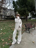 Yakalı  Triko İkili Takım - Beyaz - 1