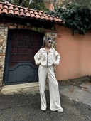 Fermuarlı Eşofman Pantolon  Takım - Beyaz - 7