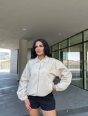 Gömlek Yaka Bomber Ceket - Beyaz - 7