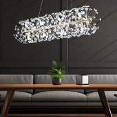 Apliqa Gloria Sıralı Gold Yemek Masası Üstü Kristal Taşlı Modern Tasarım Salon Avize thumbnail 1