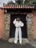 Fermuarlı Eşofman Pantolon  Takım - Beyaz - 8