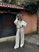 Fermuarlı Eşofman Pantolon  Takım - Beyaz - 3