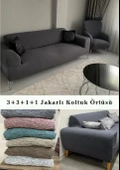 Upmall Koltuk Örtüsü 3+3+1+1 Takımı Lastikli Esnek Yıkanabilir Çekyat Kanepe Kılıfı - 4
