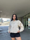 Gömlek Yaka Bomber Ceket - Beyaz - 8