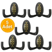 5 Adet Metal Vestiyer Askılığı - Mat Siyah, Desenli, Dayanıklı, Elbise ve Mobilya Askılığı - 5