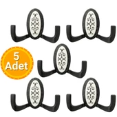 5 Adet Metal Vestiyer Askılığı - Mat Siyah, Desenli, Dayanıklı, Elbise ve Mobilya Askılığı - 1
