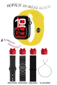 Bunnys Samsung Galaxy S24 Uyumlu Sarı Akıllı Saat Watch 10 Mini Kordon Hediyeli AMOLED EKRAN 41MM - 1