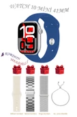 Bunnys Apple iPhone 11 Pro Uyumlu Mavi Akıllı Saat Watch 10 Mini Kordon Hediyeli AMOLED EKRAN 41MM - 1