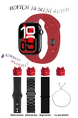 Bunnys Apple iPhone XR Uyumlu Kırmızı Akıllı Saat Watch 10 Mini Kordon Hediyeli AMOLED EKRAN 41MM - 1