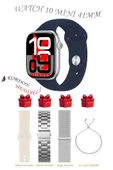 Bunnys Apple iPhone 11 Uyumlu Lacivert Akıllı Saat Watch 10 Mini Kordon Hediyeli AMOLED EKRAN 41MM - 1