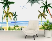 Tropikal Suluboya Çizim Manzaralı Duvar Kağıdı thumbnail 6