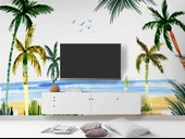 Tropikal Suluboya Çizim Manzaralı Duvar Kağıdı thumbnail 3