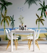 Tropikal Suluboya Çizim Manzaralı Duvar Kağıdı thumbnail 5