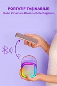 Kensa Rgb Işıklı Kablosuz Mikrofonlu Taşınabilir Bluetooth Hoparlör Karaoke Müzik - 3