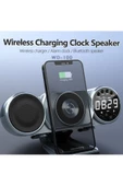 Bluetooth Hoparlör Çift Telefon Şarj Desteği Usb Kablosuz Şarjlı Radyo Çalar Saat Bluetooth Wd100 - 3