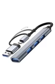 2 In 1 Adaptör 4 Port Type C USB 3.0 Hub USB 3.0 Adapter Type-C Çevirici USB Hub SW-HUB1 thumbnail 1