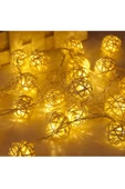 Rattan Topu Pille Çalışan 2 Metre Led Işık Dekoratif Aydınlatma Ev Dekorasyonu Salon Oda Süsleme - 2