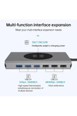 Kablosuz Şarj ve HUB Adaptör 13in1 Type-C to HDTV Macbook Uyumlu Çevirici VGA SD TF LAN WPC ZR13 - 4