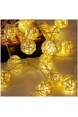 Rattan Topu Pille Çalışan 2 Metre Led Işık Dekoratif Aydınlatma Ev Dekorasyonu Salon Oda Süsleme - 1