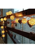 Rattan Topu Pille Çalışan 2 Metre Led Işık Dekoratif Aydınlatma Ev Dekorasyonu Salon Oda Süsleme - 5