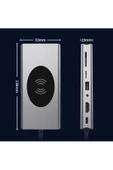Kablosuz Şarj ve HUB Adaptör 13in1 Type-C to HDTV Macbook Uyumlu Çevirici VGA SD TF LAN WPC ZR13 - 6