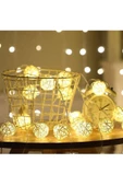 Rattan Topu Pille Çalışan 2 Metre Led Işık Dekoratif Aydınlatma Ev Dekorasyonu Salon Oda Süsleme - 6