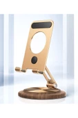 Tok Alüminyum Stant Ahşap Tabanlı Business Model Döner Tablet Cep Telefonu Standı JR-H102 thumbnail 1
