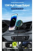 Magnetic 15W Kablosuz Araç İçi Cep Telefonu Şarj 2in1 Telefon Tutucu ve Şarj D12 thumbnail 4