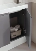 Orka Ferla 110 cm Gri Banyo Dolabı Alt Modül ve Lavabo thumbnail 2