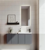 Orka Ferla 110 cm Mat Gri Banyo Dolabı Takımı thumbnail 1