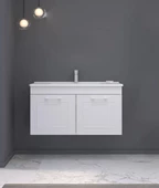 Orka Limpo 80 cm Mat Beyaz Kapaklı Banyo Dolabı Takımı thumbnail 2