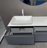 Orka Biella 120 cm Antrasit Ledli Banyo Dolabı Takımı thumbnail 2