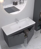 Orka Limpo 80 cm Mat Antrasit Kapaklı Banyo Dolabı Takımı thumbnail 2