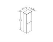 Orka Knidos 30 cm Legnano Banyo Boy Çamaşır Dolabı - 5