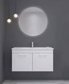 Orka Limpo 100 cm Mat Beyaz Kapaklı Banyo Dolabı Takımı thumbnail 1