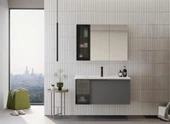 Orka Pure 100 cm Mat Gri Banyo Dolabı Takımı thumbnail 1