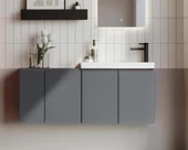 Orka Ferla 110 cm Gri Banyo Dolabı Alt Modül ve Lavabo thumbnail 1