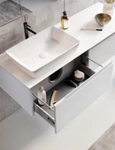 Orka Biella 120 cm Beyaz Ledli Banyo Dolabı Takımı thumbnail 3