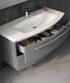 Orka Urla 110 cm Parlak Gri Banyo Dolabı Takımı thumbnail 3