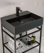 Orka Capetown 80 cm Siyah Banyo Dolabı Alt Modül ve Lavabo thumbnail 1