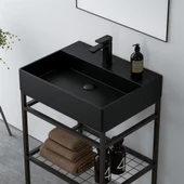 Orka Capetown 80 cm Siyah Banyo Dolabı Alt Modül ve Lavabo thumbnail 2