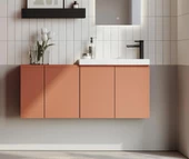 Orka Ferla 110 cm Tarçın Banyo Dolabı Alt Modül ve Lavabo - 1