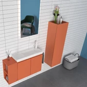 Orka Ferla 30 cm Tarçın Banyo Boy Çamaşır Dolabı - 2
