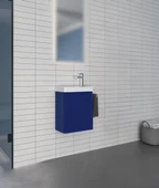 Orka Ferla 40 cm Mavi Banyo Dolabı Alt Modül ve Lavabo - 1