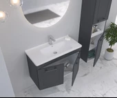 Orka Limpo 100 cm Mat Antrasit Kapaklı Banyo Dolabı Takımı thumbnail 3
